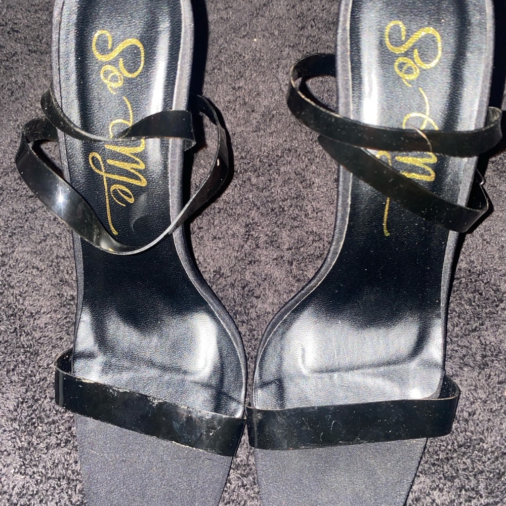 So Me Black Strappy Heels